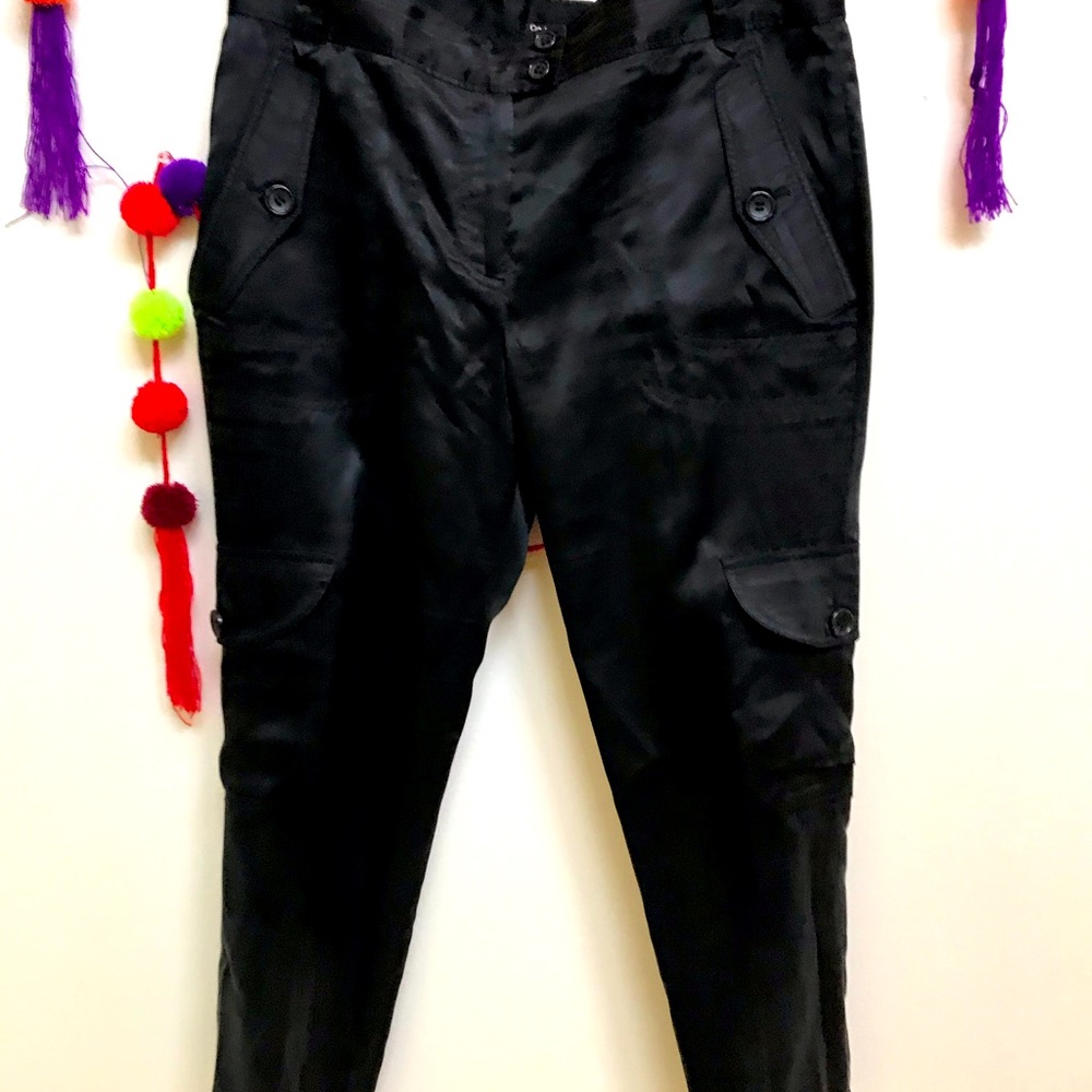 Elizabeth & James Black cargo crop silk pants